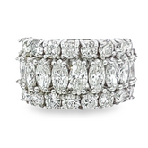 14K White Gold Round & Oval Diamond Wedding Band (3.20 ct)
